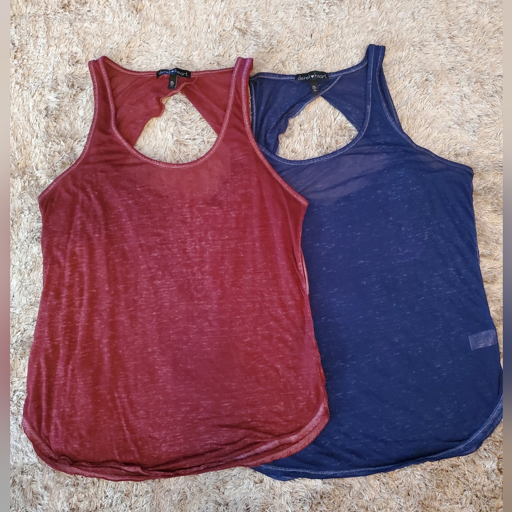 Women's Derek Heart Burnout Tank Set with Open Back | Size Large